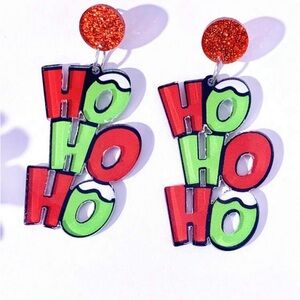 Festive Red and Green 'Ho Ho Ho' Holiday Earrings